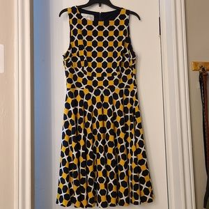 Donna Morgan Yellow and Navy Dress Size 4P